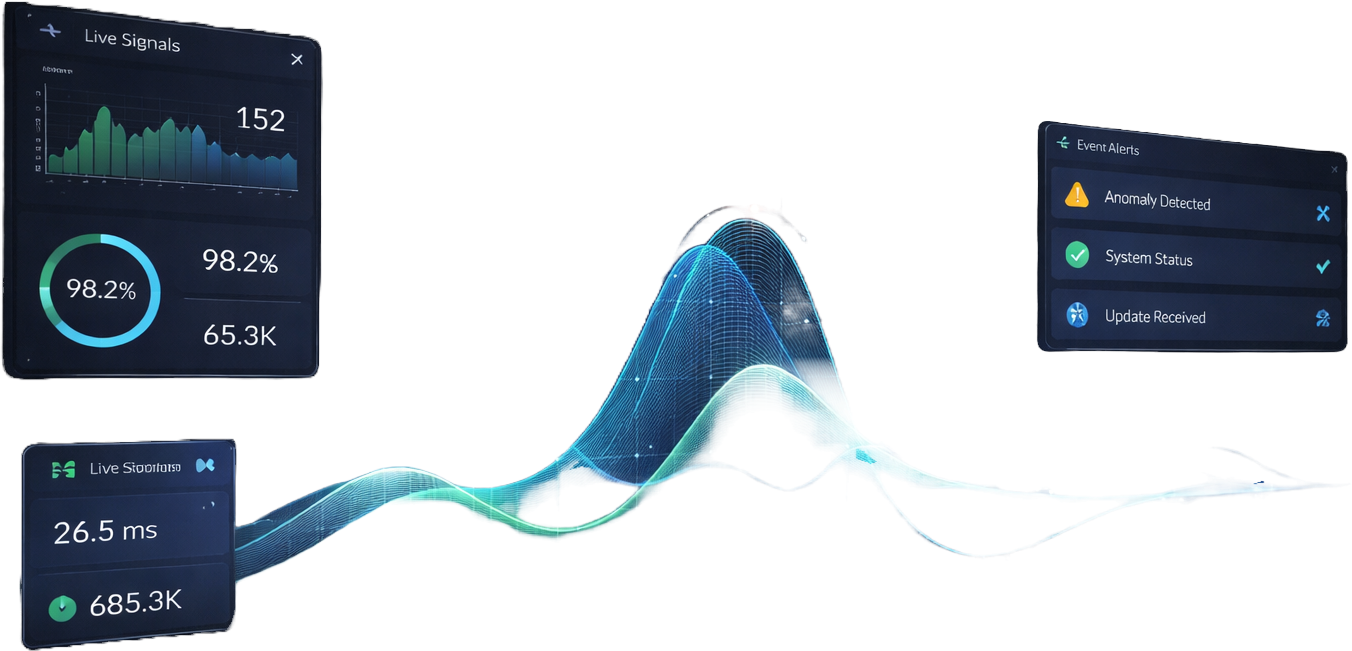 Live signals and anomaly detection across ingested data